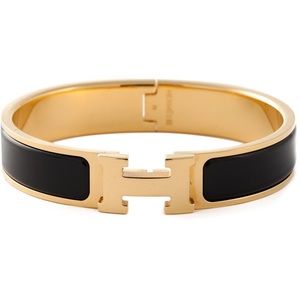 Hermes Chic H Bracelet Black & Gold